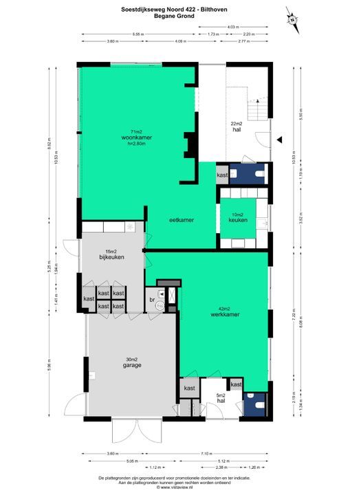 Soestdijkseweg Noord 422, Bilthoven plattegrond-