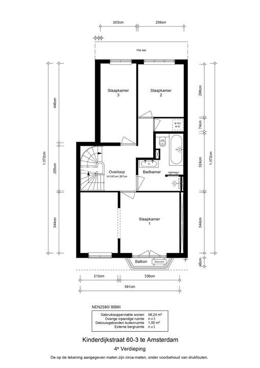 Kinderdijkstraat 60 3, Amsterdam plattegrond-