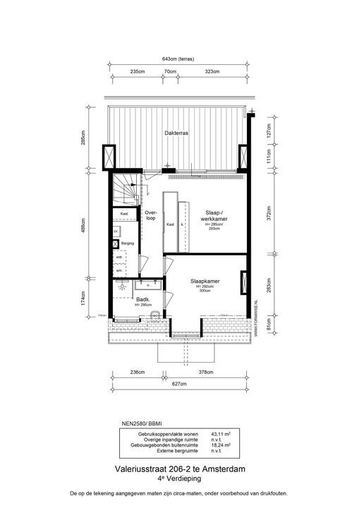 Valeriusstraat 206 2, Amsterdam plattegrond-