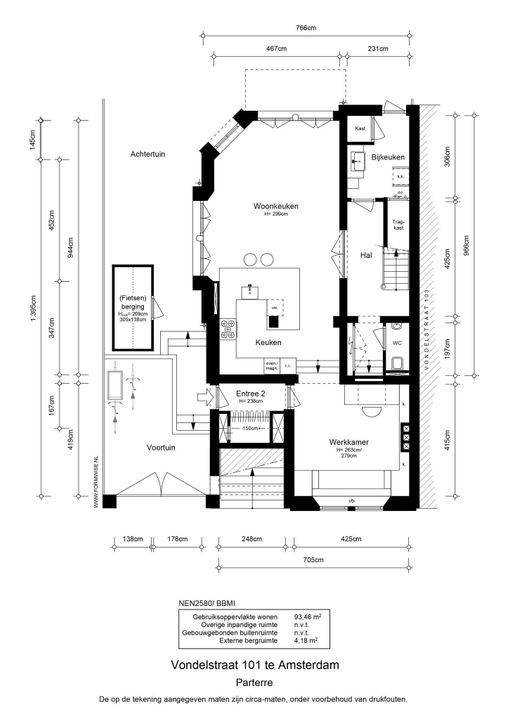 Vondelstraat 101, Amsterdam plattegrond-