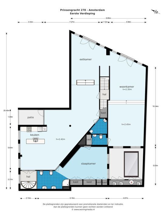 Prinsengracht 278 + 7PP, Amsterdam plattegrond-