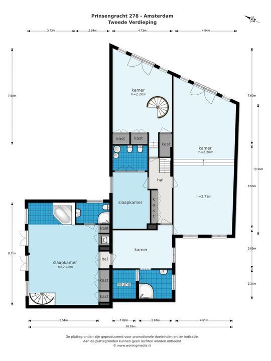 Prinsengracht 278 + 7PP, Amsterdam plattegrond-