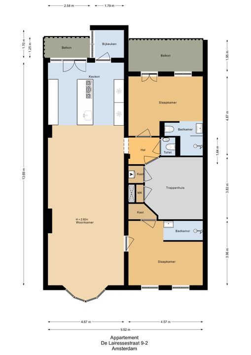 De Lairessestraat 9 II, Amsterdam plattegrond-