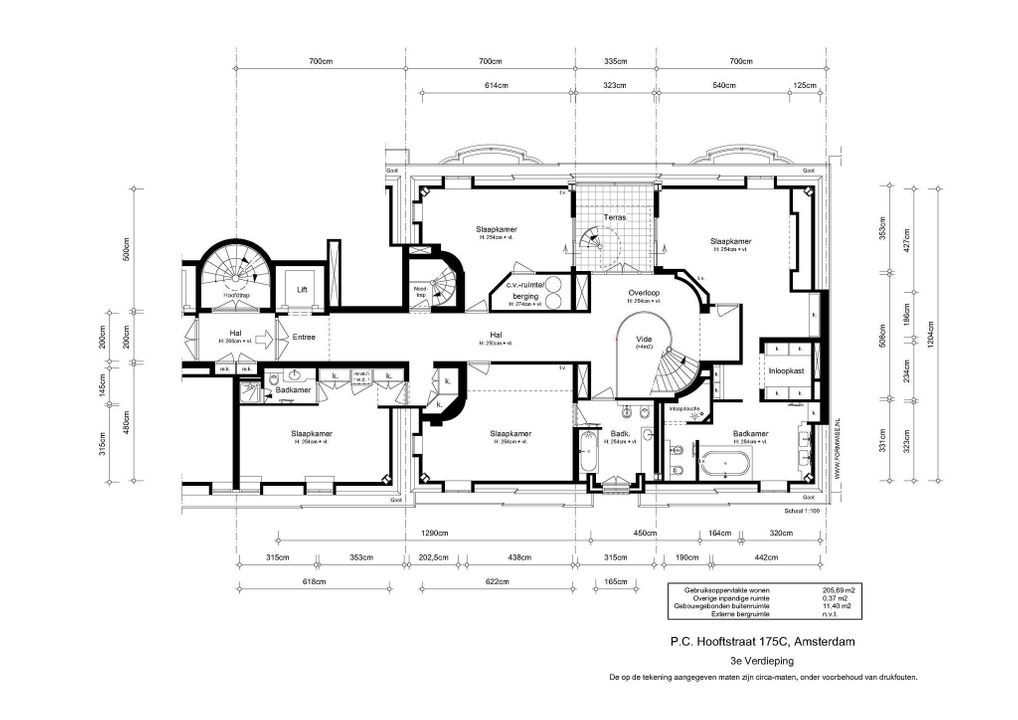 Pieter Cornelisz. Hooftstraat 175 C, Amsterdam plattegrond-