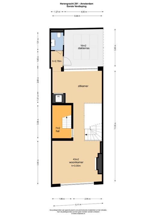 Herengracht 291, Amsterdam plattegrond-