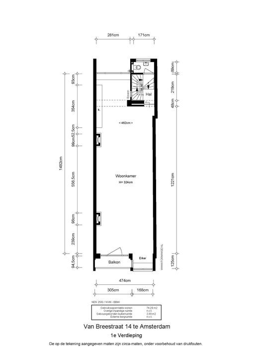 Van Breestraat 14, Amsterdam plattegrond-