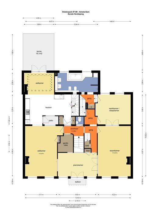 Patriciërshuis De Breitner, Amsterdam plattegrond-