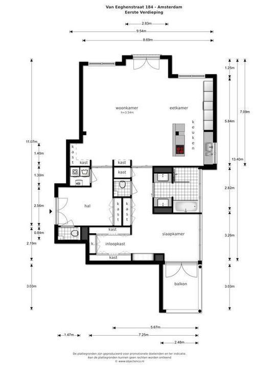 Van Eeghenstraat 184, Amsterdam plattegrond-