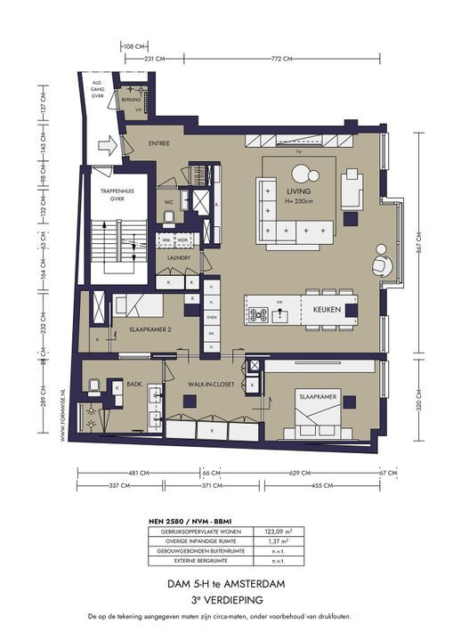 Dam 5 H, Amsterdam plattegrond-