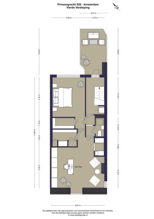 Prinsengracht 526 3, Amsterdam plattegrond-