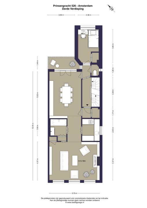 Prinsengracht 526 3, Amsterdam plattegrond-