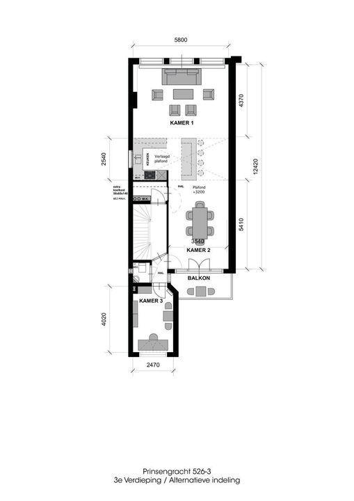 Prinsengracht 526 3, Amsterdam plattegrond-