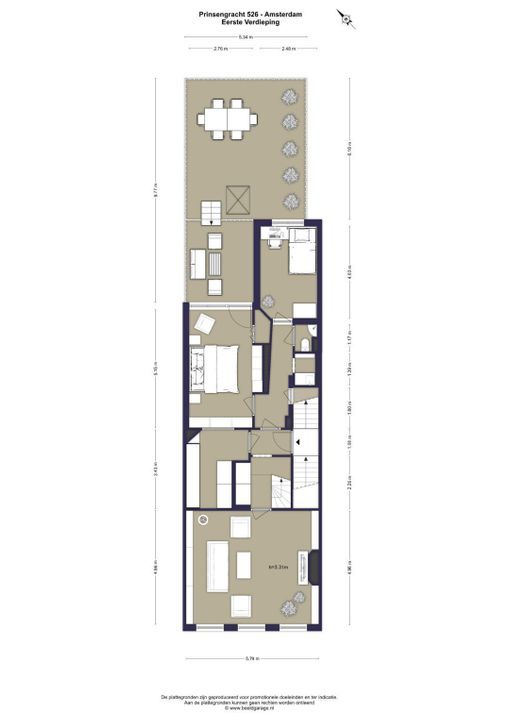 Prinsengracht 526 1, Amsterdam plattegrond-