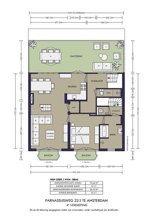 Parnassusweg 22 3, Amsterdam plattegrond-