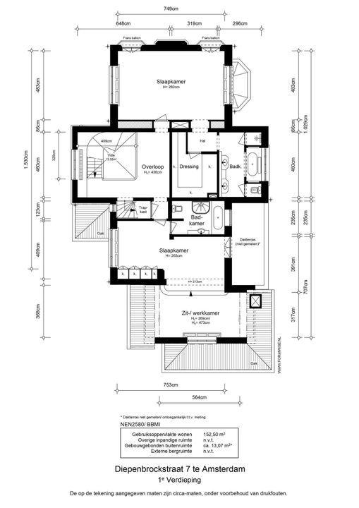 Diepenbrockstraat 7, Amsterdam plattegrond-