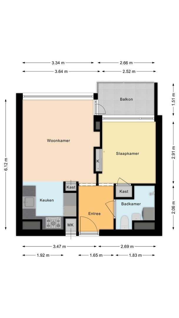 Bachstraat 198, Leiden plattegrond-0