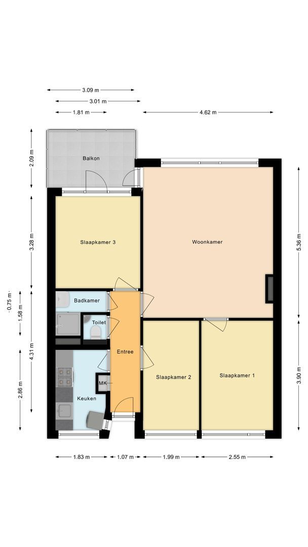 Van Beethovenlaan 45, Voorschoten plattegrond-0