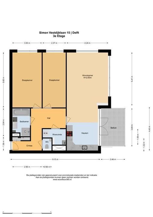 Simon Vestdijklaan 15, Delft plattegrond-0