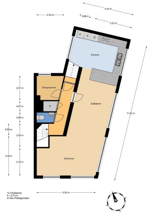Oostsingel 21, Delft plattegrond-1