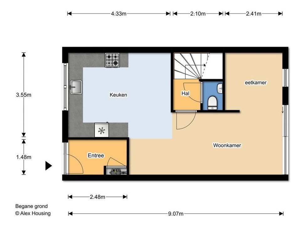 Bezembinderstraat 14, Delfgauw plattegrond-0