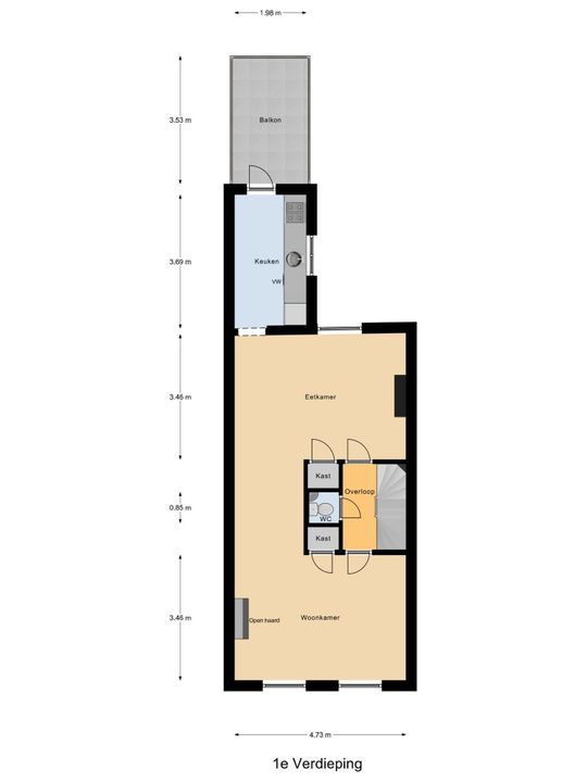 Warmoezierstraat 38, Delft plattegrond-0