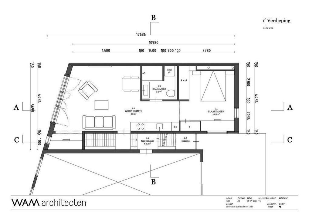 Brabantse Turfmarkt 90 A, Delft plattegrond-0