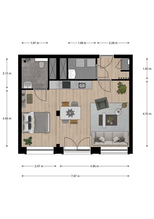 Houttuinen 72 B, Delft plattegrond-0