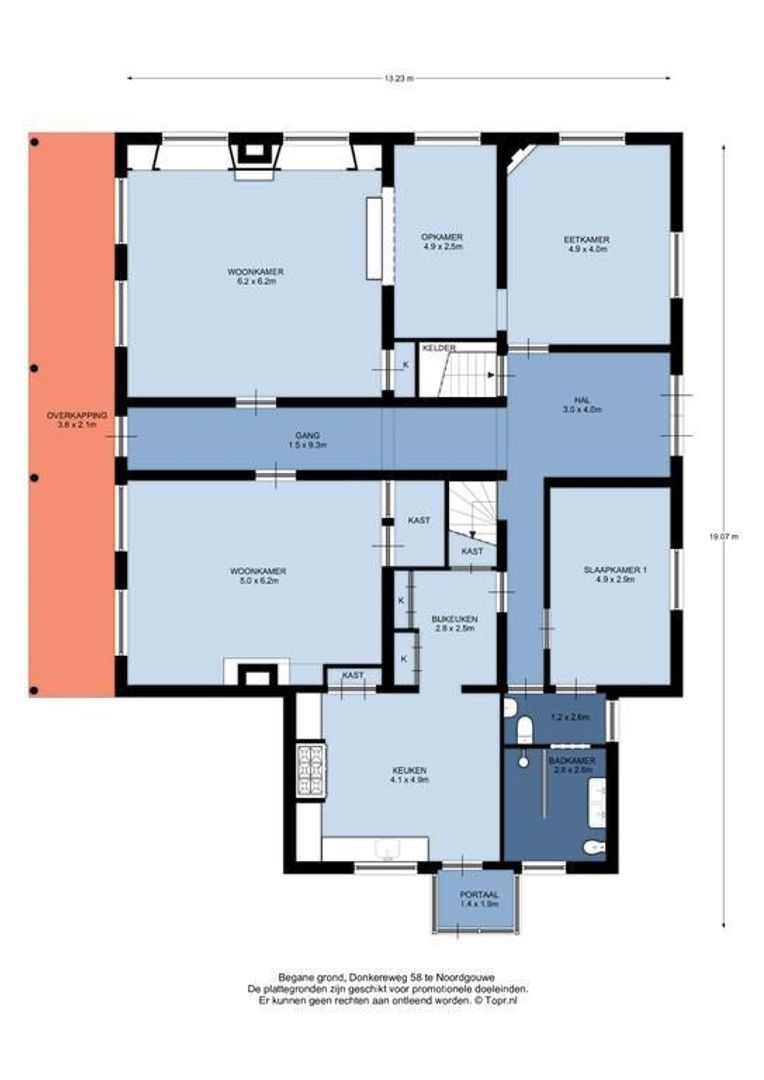 Donkereweg 58, Noordgouwe plattegrond-0