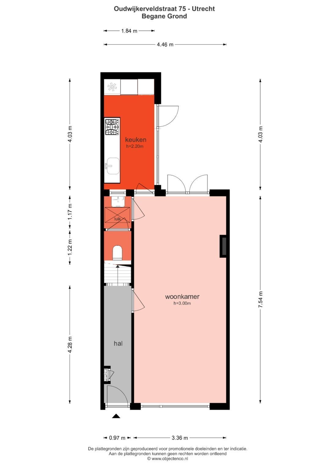 Oudwijkerveldstraat 75, Utrecht plattegrond-0