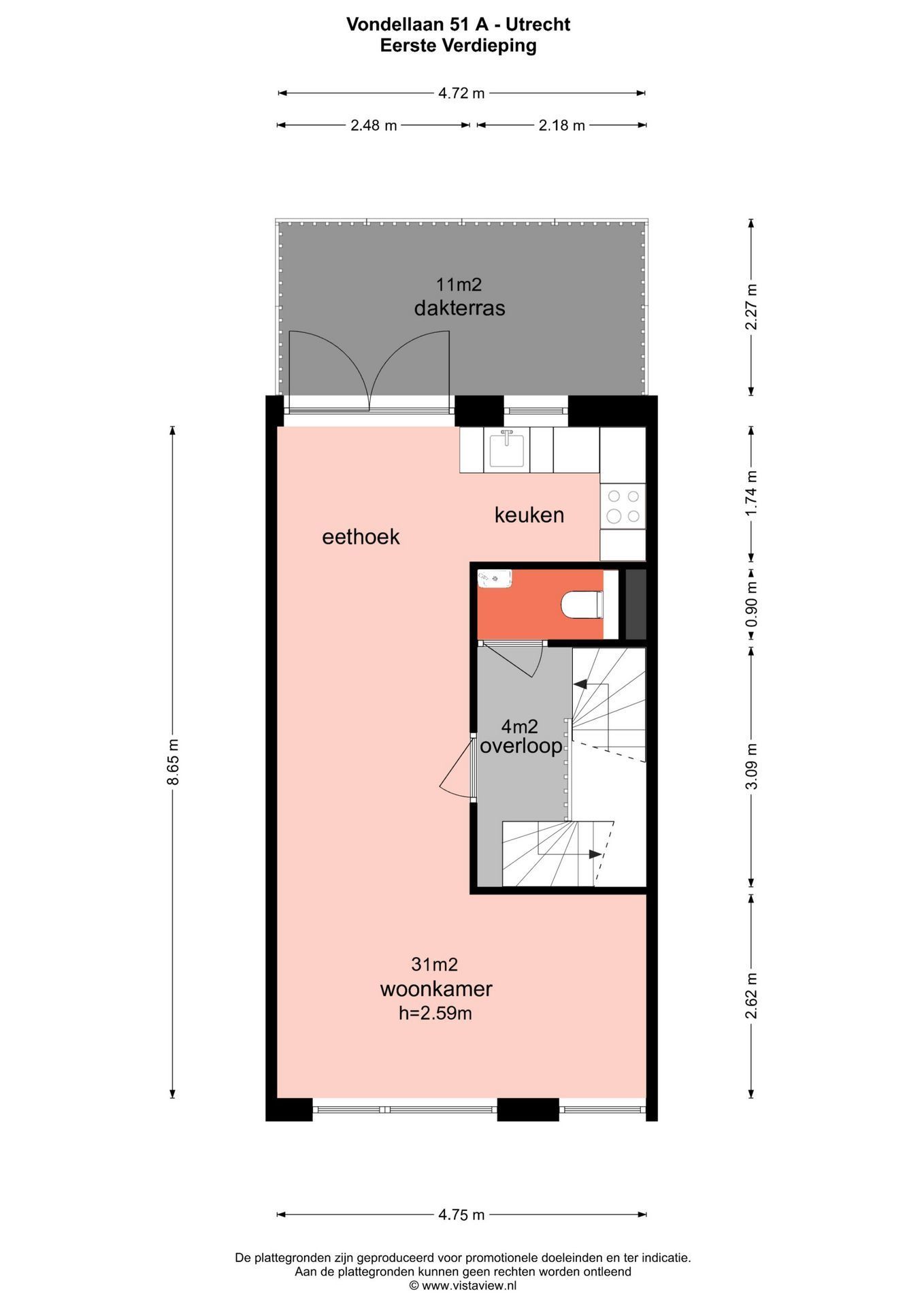 Vondellaan 51 A, Utrecht plattegrond-0