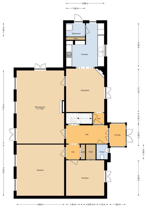 Dorpsstraat 74, Rheden plattegrond-