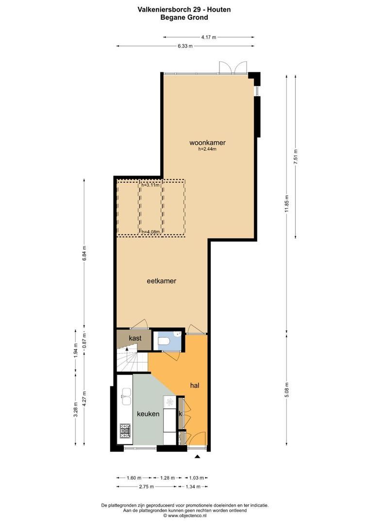 Valkeniersborch 29, Houten plattegrond-1