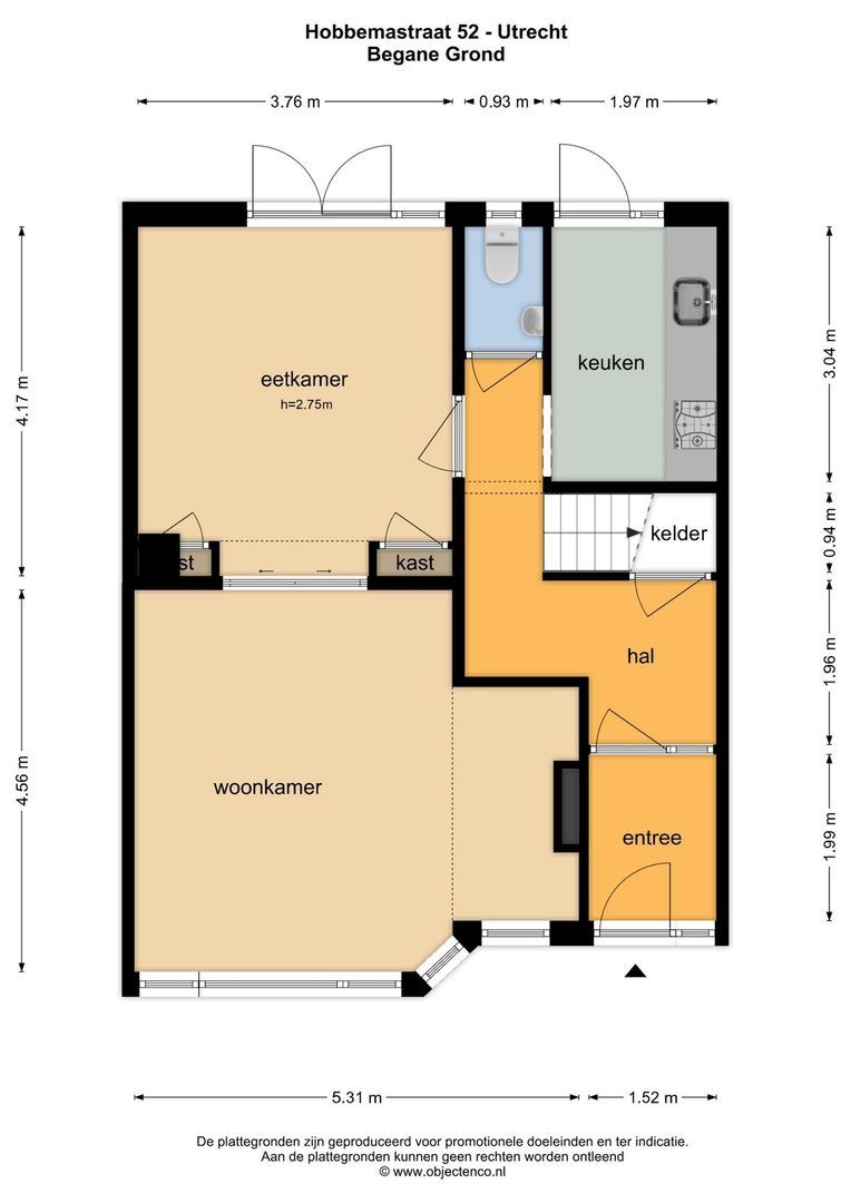 Hobbemastraat 52, Utrecht plattegrond-1