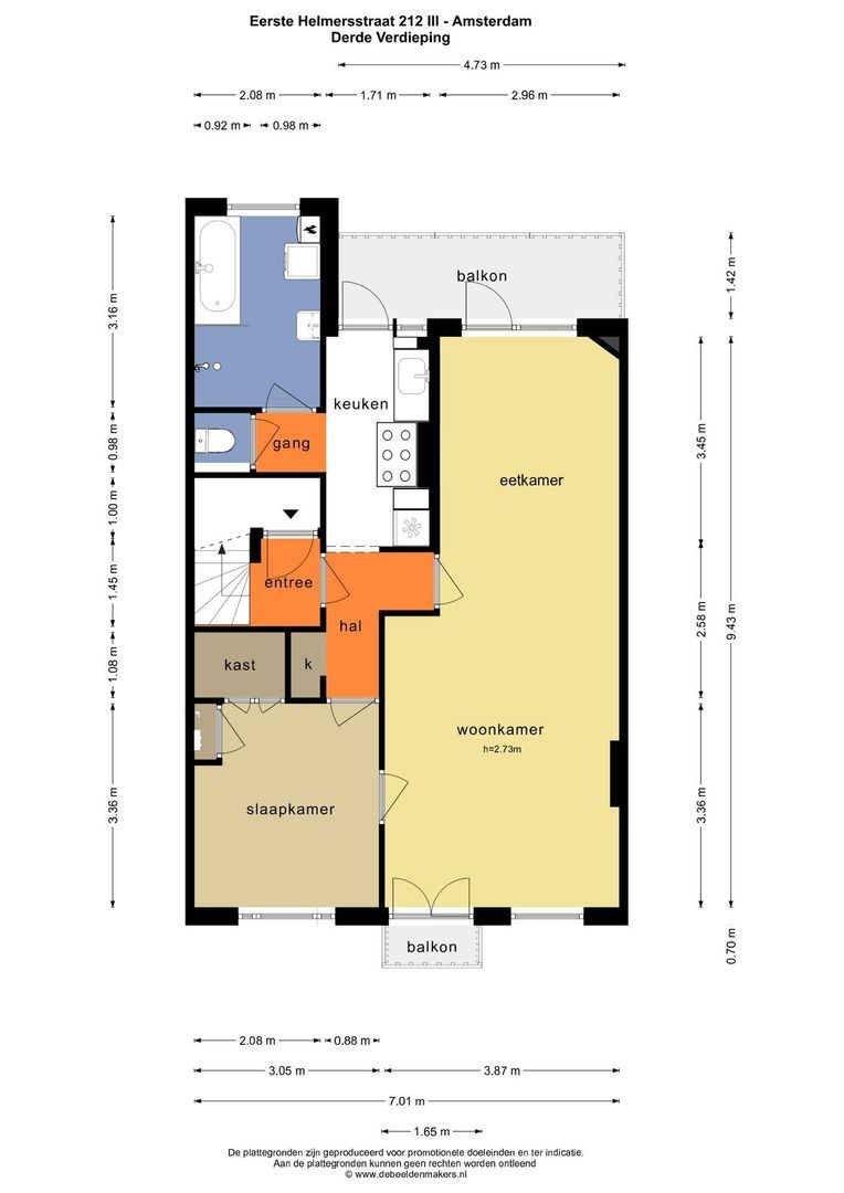 Eerste Helmersstraat 212 3, Amsterdam plattegrond-0