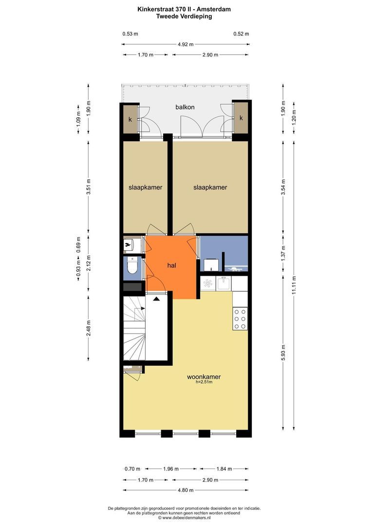 Kinkerstraat 370 2, Amsterdam plattegrond-0