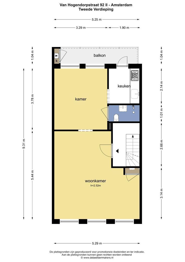 Van Hogendorpstraat 92 2, Amsterdam plattegrond-0