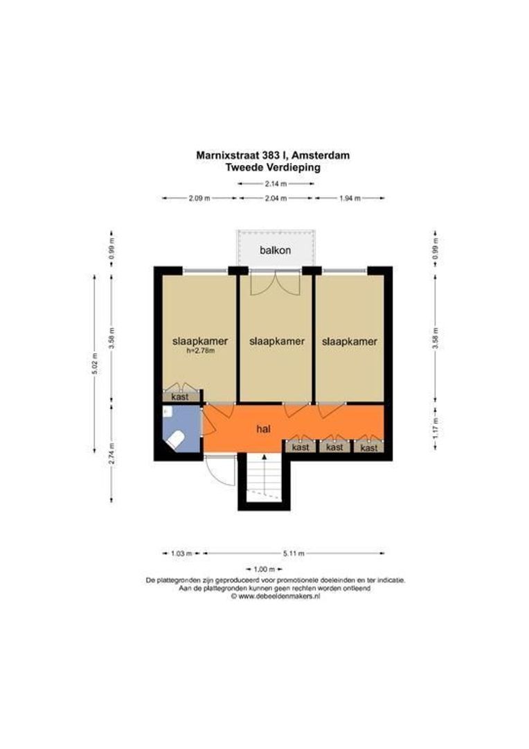 Marnixstraat 383 1, Amsterdam plattegrond-1