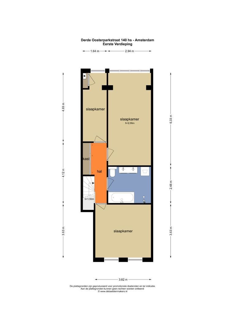 Derde Oosterparkstraat 140 H, Amsterdam plattegrond-1