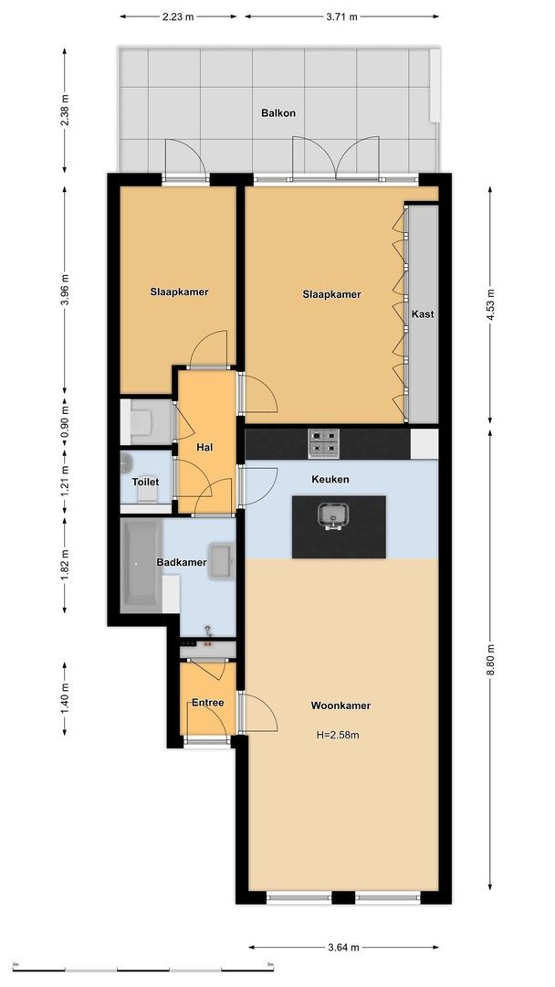 Eerste Jan van der Heijdenstraat 36 B, Amsterdam plattegrond-0