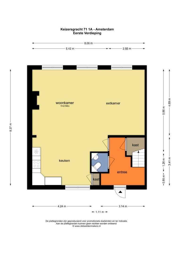 Keizersgracht 71 1A, Amsterdam plattegrond-0