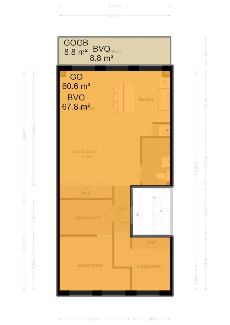 Van Oldenbarneveldtstraat 57 1, Amsterdam plattegrond-2