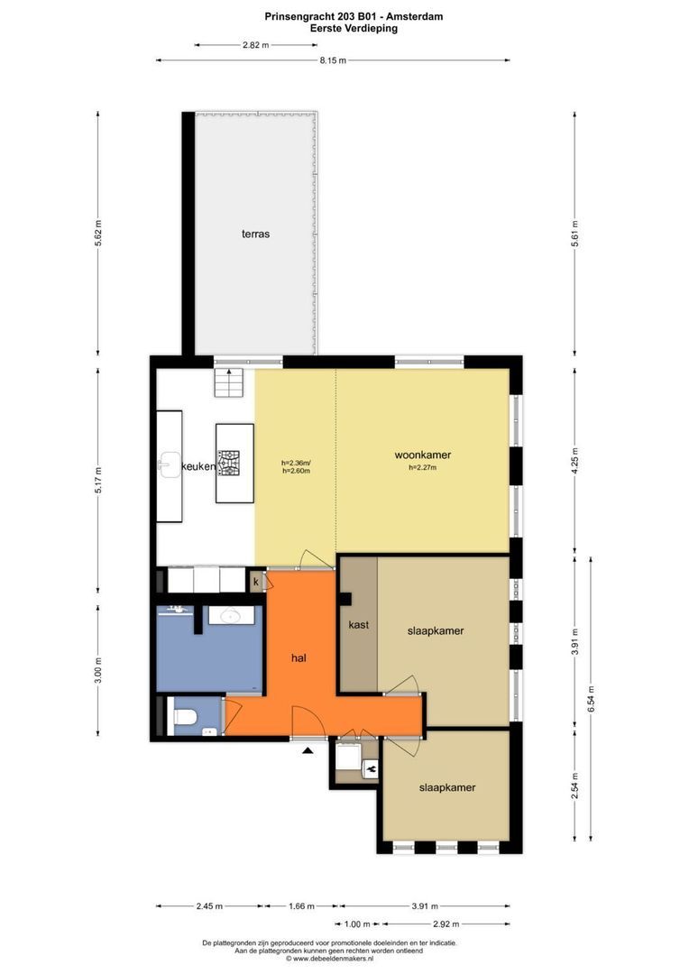 Prinsengracht 203 B 1, Amsterdam plattegrond-0