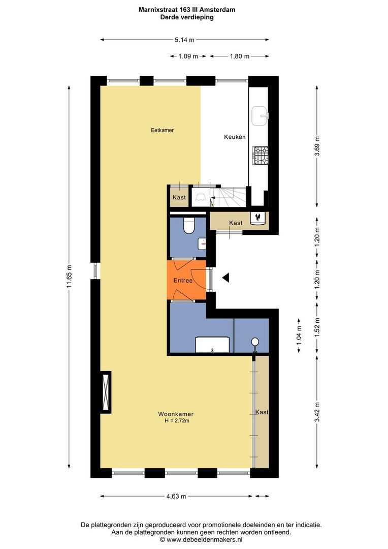 Marnixstraat 166 3, Amsterdam plattegrond-0