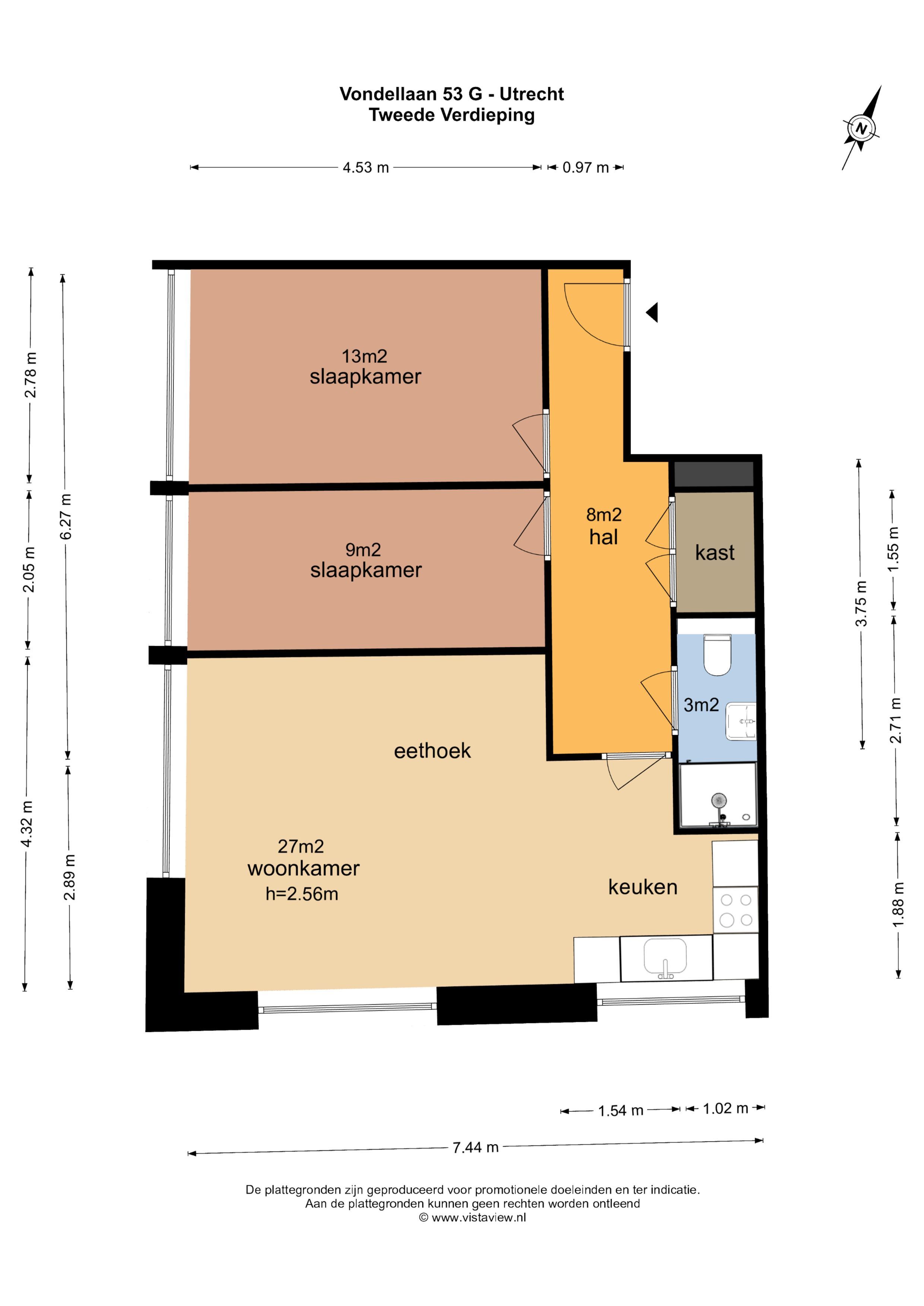 Vondellaan 53 H, Utrecht plattegrond-9